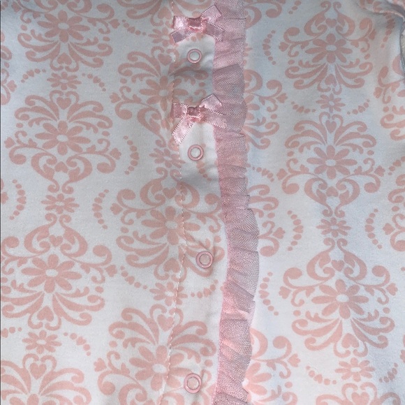 Little Me Pink Footie 3M Bows Tulle EUC - Picture 2 of 10